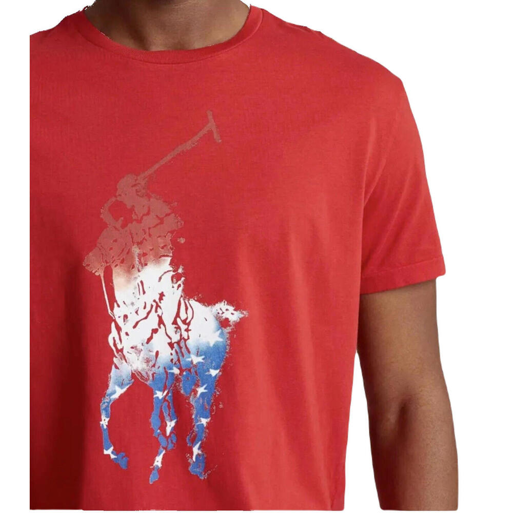Polo Ralph Lauren Men's Big & Tall 4XB Big Pony Graphic USA FLAG T-Shirt